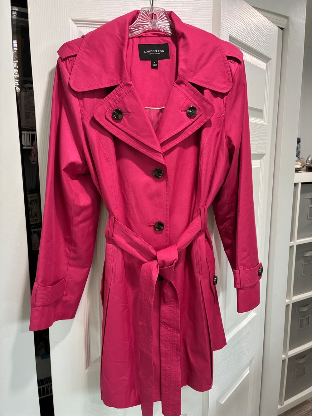 London Fog Women's Bright Pink Trench Coat